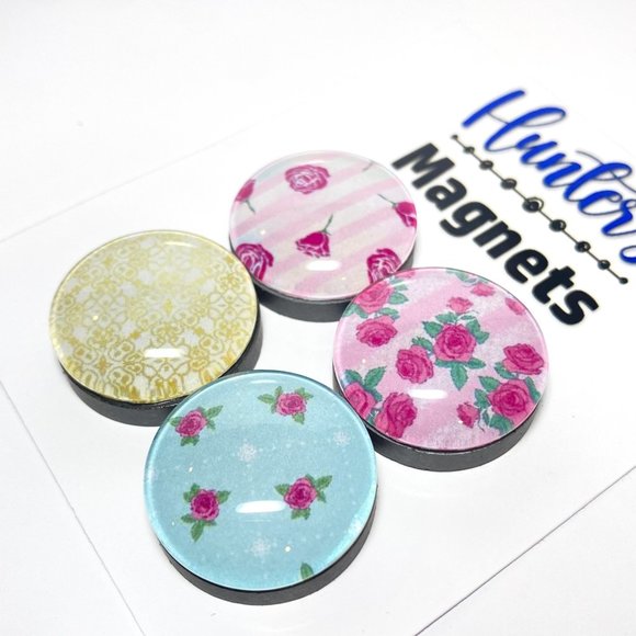 Set of 4 Magnets - Shabby Chic 3 Glass Refrigerator Kitchen Whiteboard - Picture 3 of 3